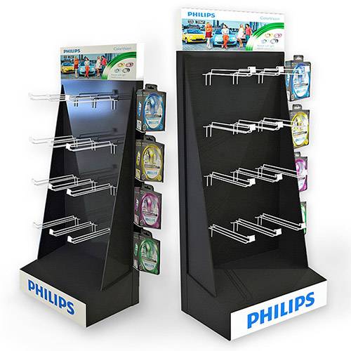 Recycled Cardboard Floor Display Paper Hook Display Stand for Philips