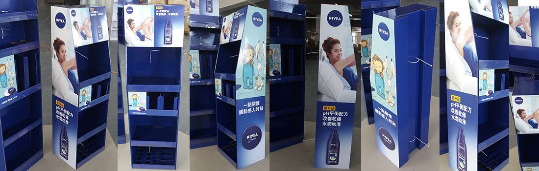 Nivea Corrugated Cardboard Product Retail Display Stands