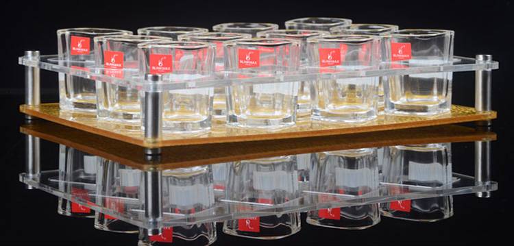 12-Hole Clear Acrylic Holder Rack Drinks Cup Serving Tray