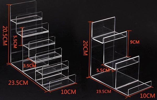 Boloyo Acrylic Display Stand with Sign Plate, 10PC Clear Display Easel  Purse Display Riser Shelf, Acrylic Purse Display Holder for Displaying  Wallet