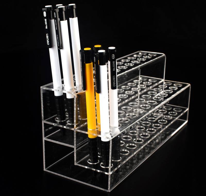 Nail/Makeup/Art Brush Rack Organizer Holder Clear and Black 6-Layer Stand RAYNAG Set of 2 Pen Display Holder Acrylic Stands 
