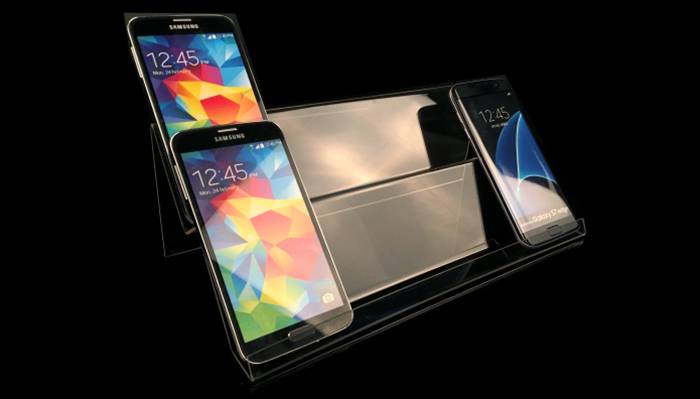 Clear Acrylic Long Shelf Mobile Cell Phone Holder Display Stand Cell Phone Holder