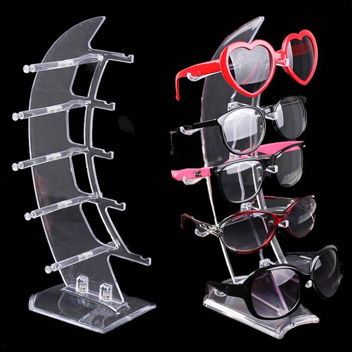 Details about   Two Row Sunglasses Rack 10 Pairs Glasses Holder Display Stand Transparent 