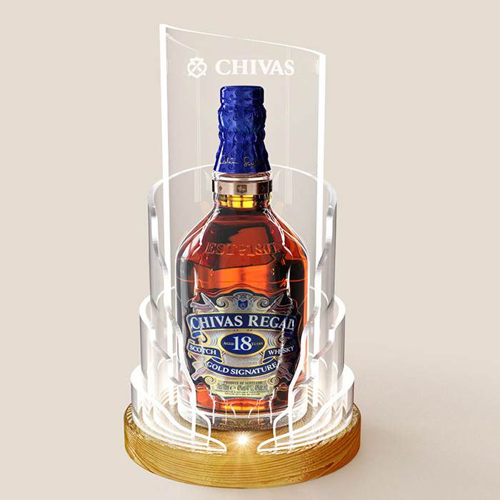 Chivas Regal 18 Year Old Bottle Glorifier With Wood Base