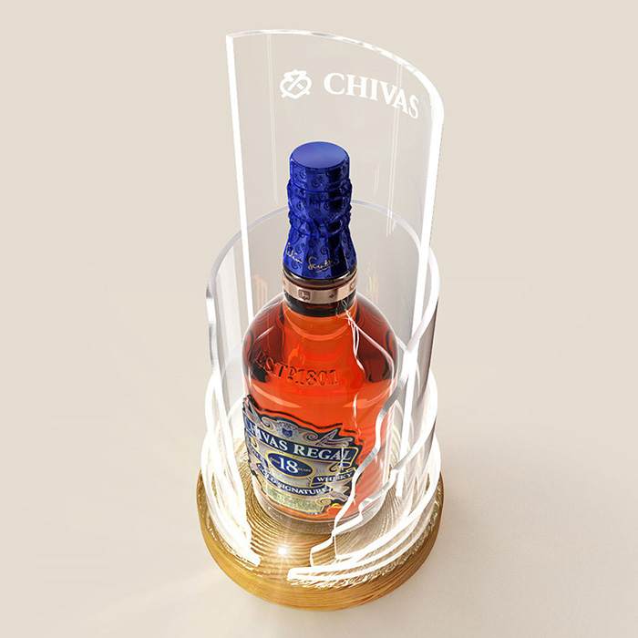 Wood Base Chivas Regal 18 Year Old Bottle Display