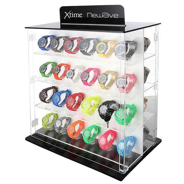Double Sided 4 Tier Watch Display Showcase for Retail Stores