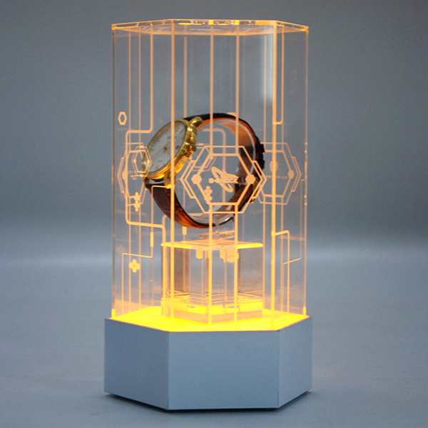 Hexagon LED Lights Acrylic Watch Display Case