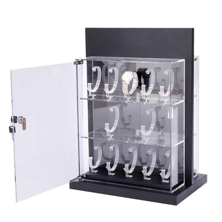 Tabletop Double Sided 3 Tier Watch Display Cabinet with Lock